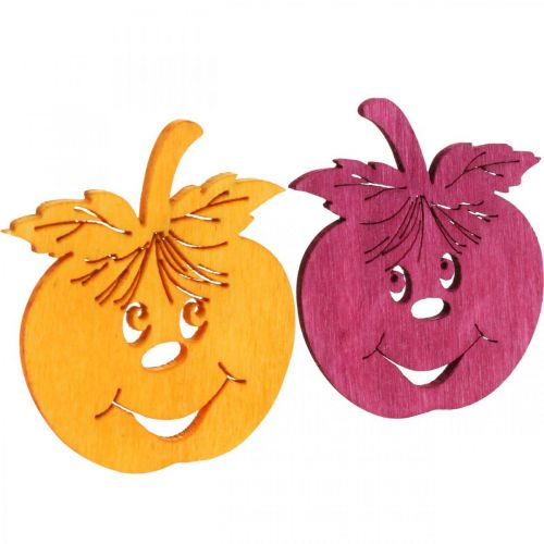 Artikel Strooidecoratie lachende appel, herfst, tafeldecoratie, krabappel oranje, geel, groen, roze H3,5cm B4cm 72 st