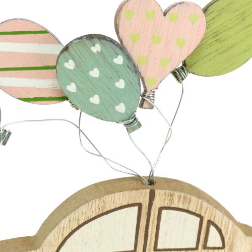 Floristik24 Houten auto met ballonnen 17cm x 15cm 2st