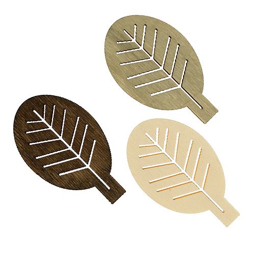 Floristik24 Geassorteerde houten bladeren 4cm naturel 72p