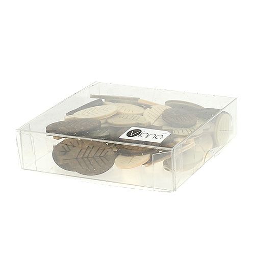 Floristik24 Geassorteerde houten bladeren 4cm naturel 72p