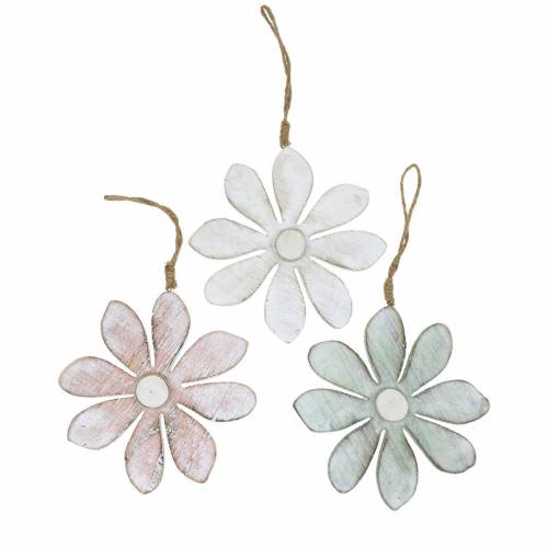 Floristik24 Pastelkleurige decoratieve bloesems, zomerbloemen, houtbloesems, bloemendecoraties om op te hangen Ø12.5cm 3st