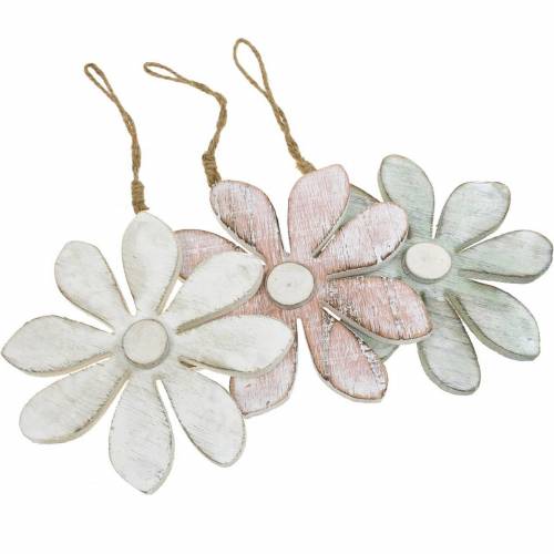 Floristik24 Pastelkleurige decoratieve bloesems, zomerbloemen, houtbloesems, bloemendecoraties om op te hangen Ø12.5cm 3st