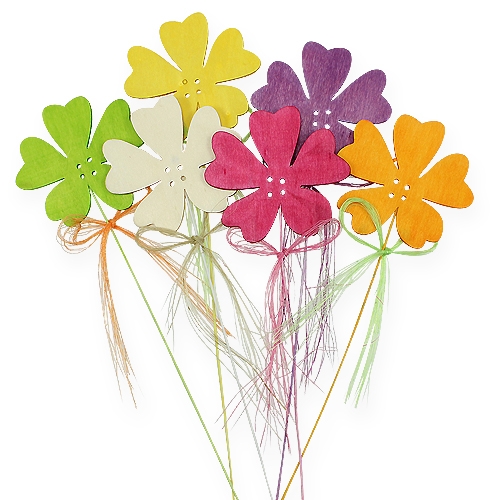 Floristik24 Houten bloemen op draadprikker 7cm, 28cm 24 st