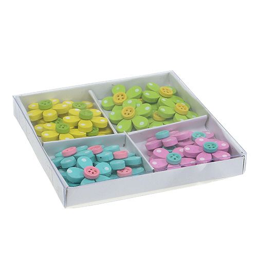 Floristik24 Houten bloem voor verstrooiing, diverse kleuren 3cm 24p