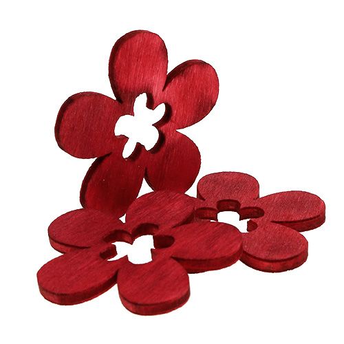 Floristik24 Houten bloemen rood 4cm 72 st