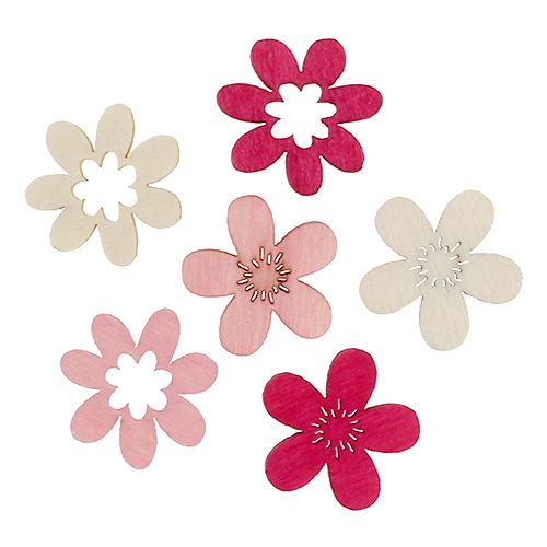 Floristik24 Houten bloemen streudeko 2cm Roze ass. 144St