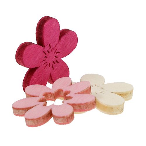 Artikel Houten bloemen streudeko 2cm Roze ass. 144St