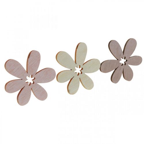 Floristik24 Houten bloemen strooidecoratie bloemen hout beige/geel/roze Ø4cm 72 st