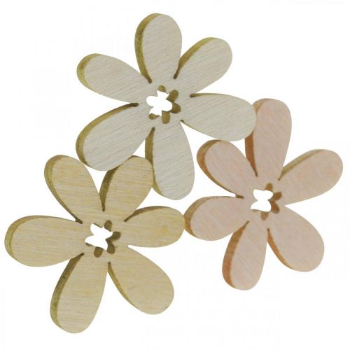 Artikel Houten bloemen strooidecoratie bloemen hout oranje/roze/wit 2cm 144 st