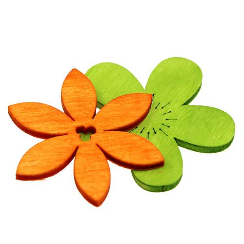 Artikel Houten bloemen 4cm ass. 72st