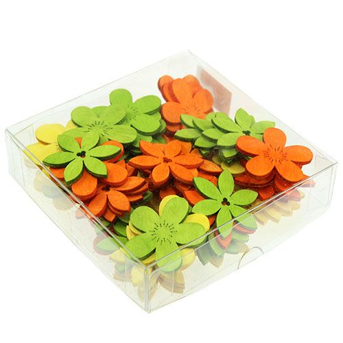 Floristik24 Houten bloemen 4cm kleurrijk assorti 72 st