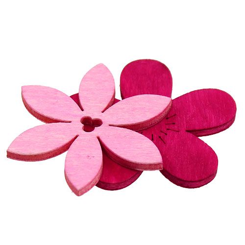 Floristik24 Houten bloemen 4cm roze assorti 72 st