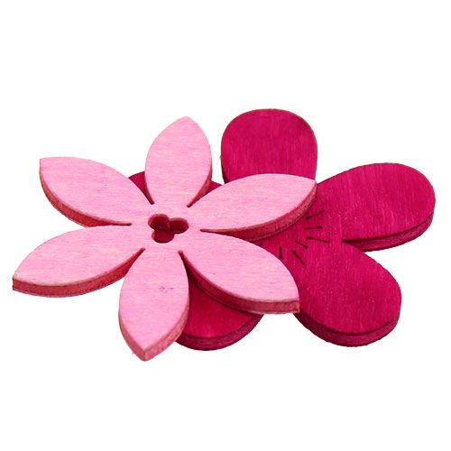 Floristik24 Houten bloemen 4cm roze ass. 72 stuks