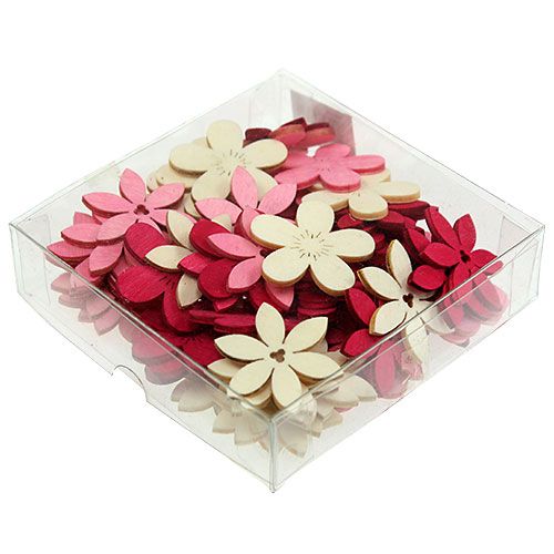 Floristik24 Houten bloemen 4cm roze assorti 72 st