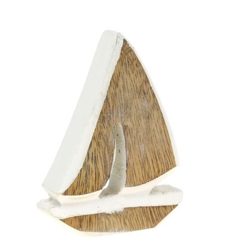 Floristik24 Deco boot gemaakt van mangohout, wit, 10,5 cm x 8,5 cm