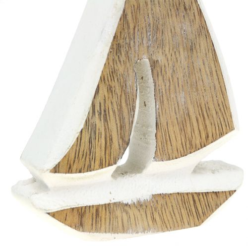 Floristik24 Deco boot gemaakt van mangohout, wit, 10,5 cm x 8,5 cm