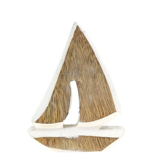 Floristik24 Deco boot gemaakt van mangohout, wit, 10,5 cm x 8,5 cm