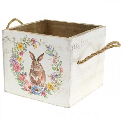 Floristik24 Deco Plantenbak Shabby Wood Witte Konijnenbak 12×14×14cm