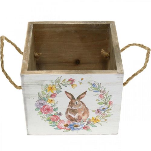 Floristik24 Deco Plantenbak Shabby Wood Witte Konijnenbak 12×14×14cm