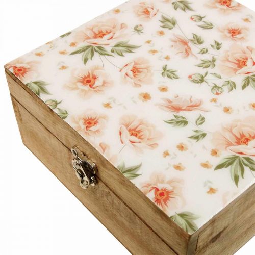Floristik24 Houten kistje met deksel juwelenkistje houten kistje 20×20×9,5cm