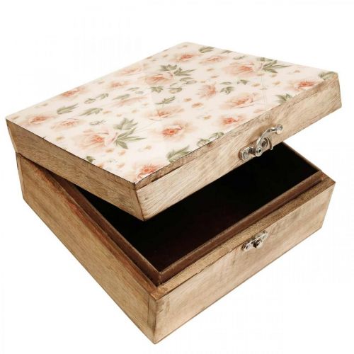 Floristik24 Houten kistje met deksel juwelenkistje houten kistje 20×20×9,5cm