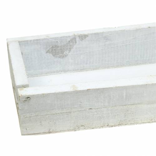Floristik24 Houten dienblad gewassen wit 55,5×15,5cm H7cm