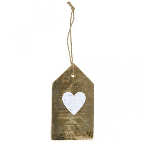 Floristik24 Huis met hart, houten decoratie om op te hangen, huisdecoratie antiek look H18cm