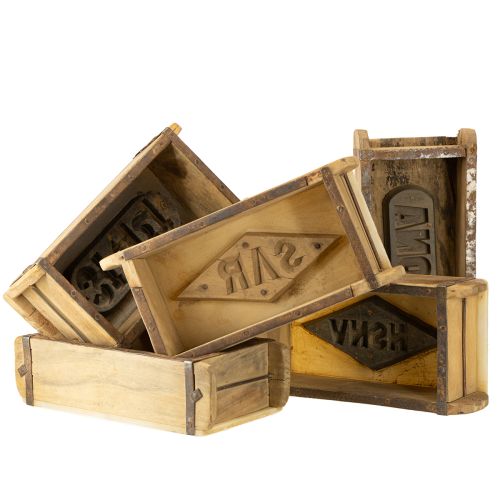 Artikel Houten decoratie vintage baksteenvorm bruin, roest 31×14,5cm H9cm