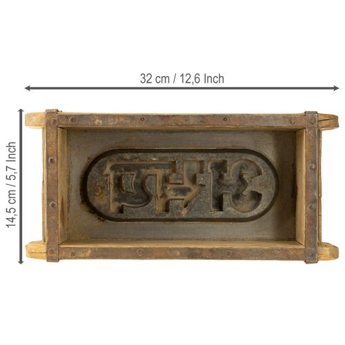 Artikel Houten decoratie vintage baksteenvorm bruin, roest 31×14,5cm H9cm