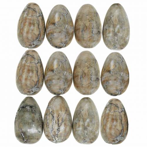 Floristik24 Deco kippenei, paaseitjes van mangohout naturel 12 stuks