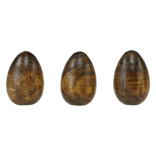 Artikel Houten eieren Bruin Mangohout Paaseieren van hout H8cm 3st