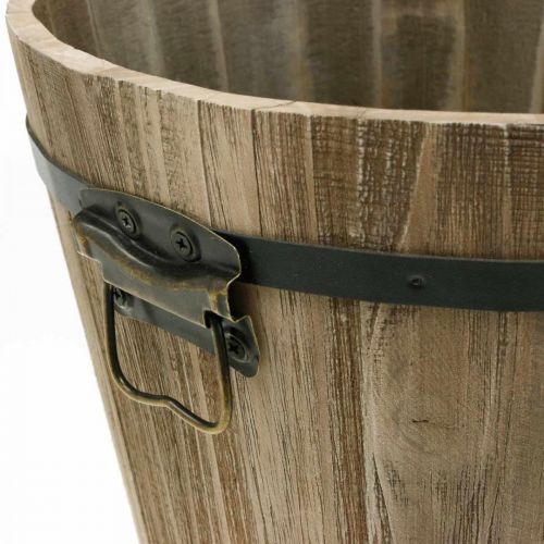 Floristik24 Houten emmerplanter hout landelijke stijl met handvatten Ø30cm