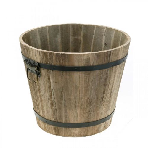 Floristik24 Houten emmerplanter hout landelijke stijl met handvatten Ø30cm