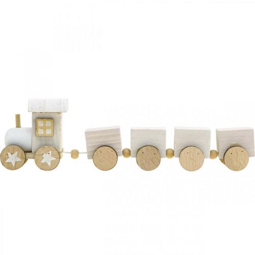 Artikel Houten treindeco kersttrein wit L20cm H6cm 2st