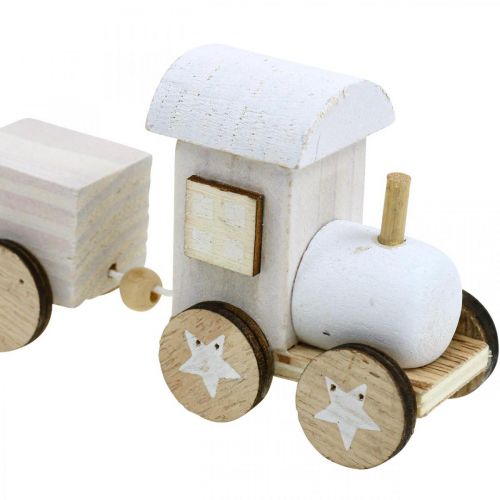 Artikel Houten treindeco kersttrein wit L20cm H6cm 2st