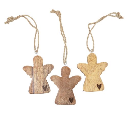 Houten engel natuurlijke decoratieve hanger engel decoratie 8×1×10cm 6st