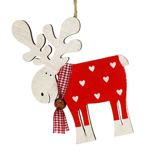 Floristik24 Houten figuur eland om op te hangen 11cm assorti 12st
