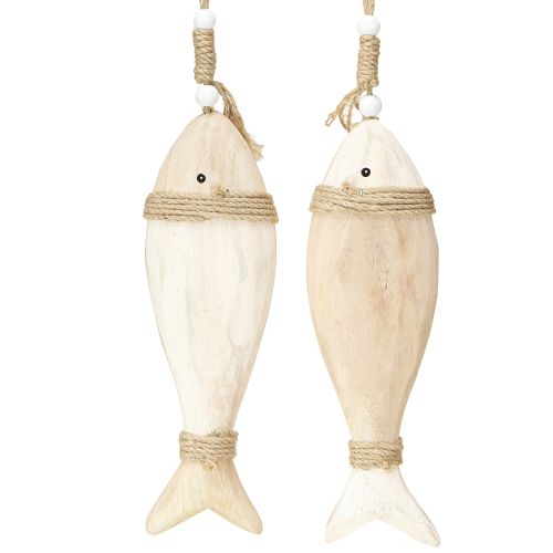 Artikel Houten vis decoratie maritieme hanger Paulownia hout 27cm 2st