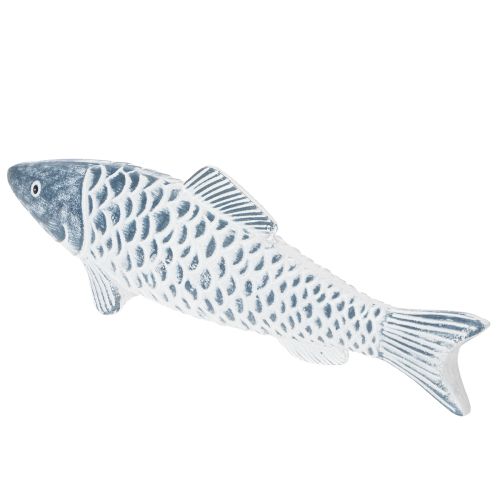 Houten vis in blauw en wit, visdecoratie, houtnerf, 35 cm, 1 stuk | Floristik24.nl