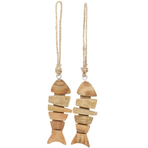 Artikel Houten visdecoratiehanger maritiem in naturel 16x2x5cm 2st