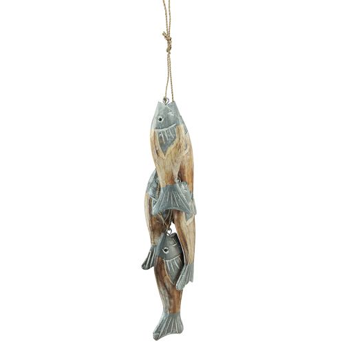 Artikel Houten vis zilvergrijze hanger met 5 vissen hout 15cm