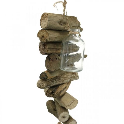 Floristik24 Deco slinger drijfhout met glazen maritieme wanddecoratie 70cm