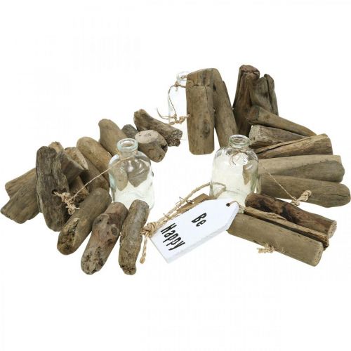 Floristik24 Deco slinger drijfhout met glazen maritieme wanddecoratie 70cm