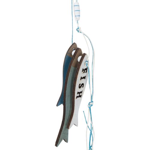 Houten visvormige hangdecoratie, blauw, 36 cm, 4 stuks | Floristik24.nl