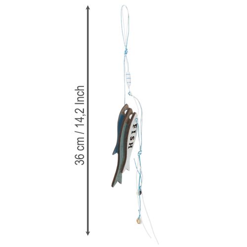 Houten visvormige hangdecoratie, blauw, 36 cm, 4 stuks | Floristik24.nl