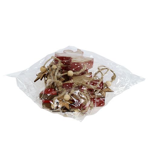 Floristik24 Houten hanger ster en engel naturel / rood 48cm 4st