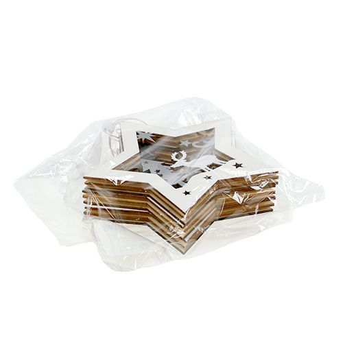 Floristik24 Houten ster met motief om op te hangen 15cm 3st