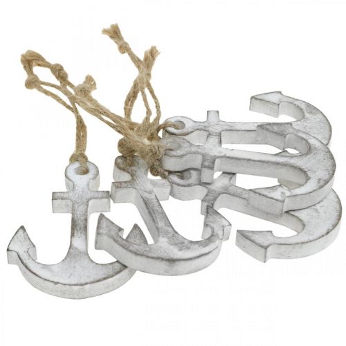 Floristik24 Ankerdecoratie, maritieme zomerdecoratie, hangdecoratie hout 12cm 5st