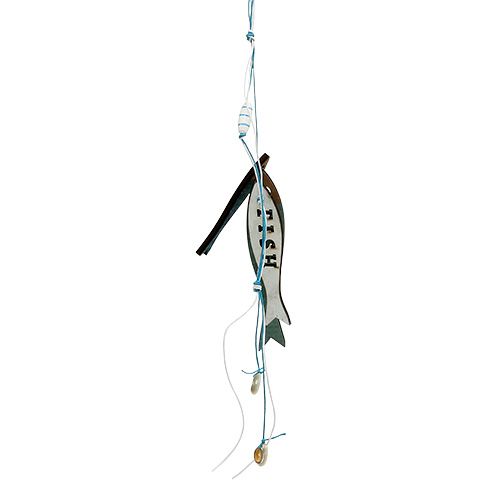 Artikel Houten hanger vis blauw 36cm 4st