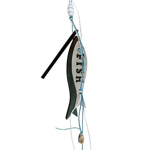 Artikel Houten hanger vis blauw 36cm 4 st